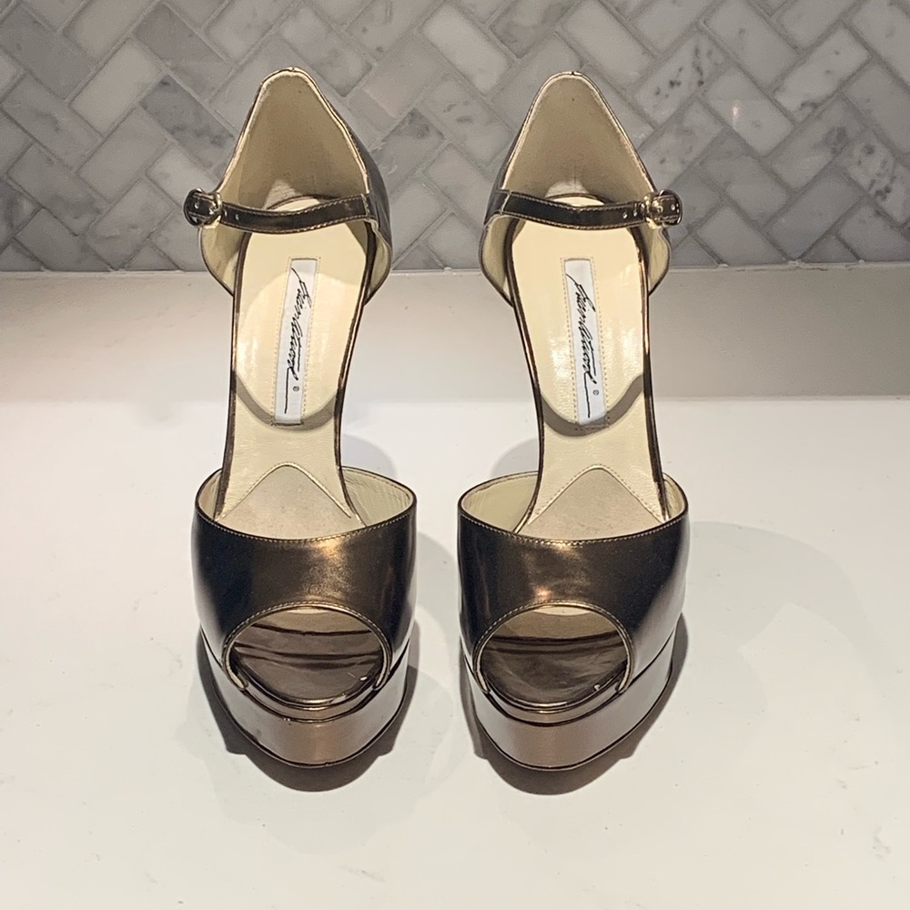 Brian Atwood gold platform pumps 38